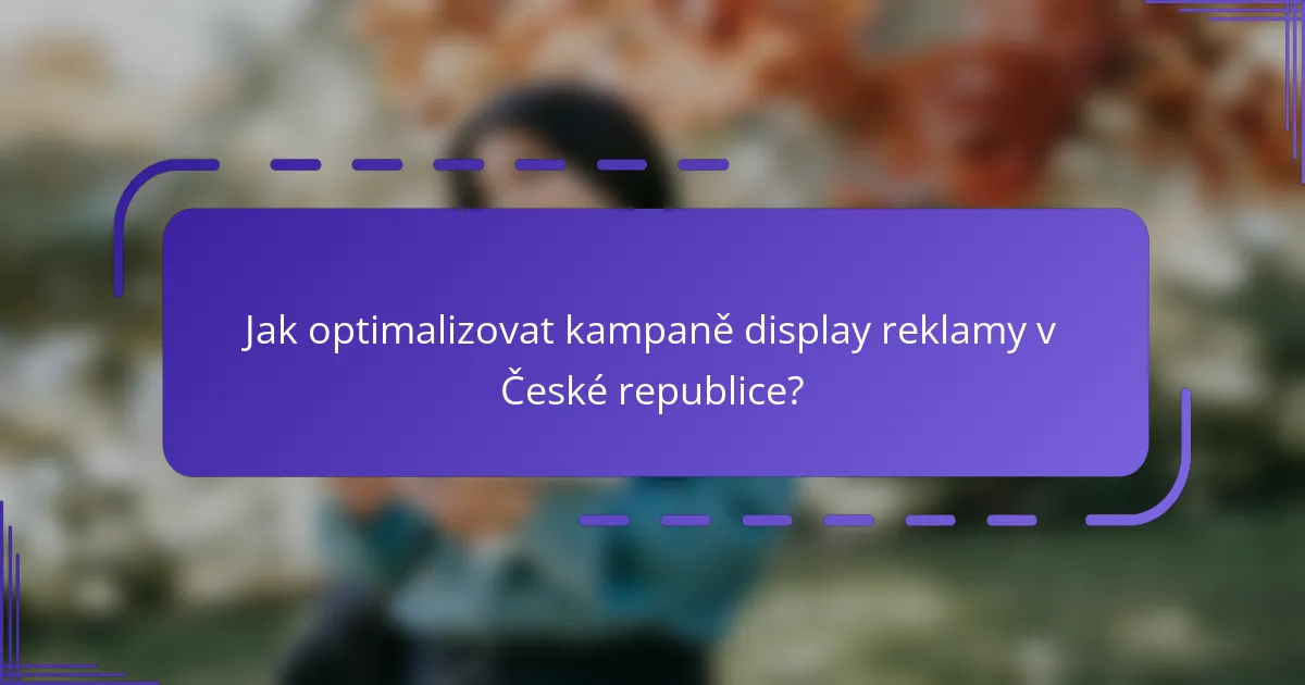 Jak optimalizovat kampaně display reklamy v České republice?