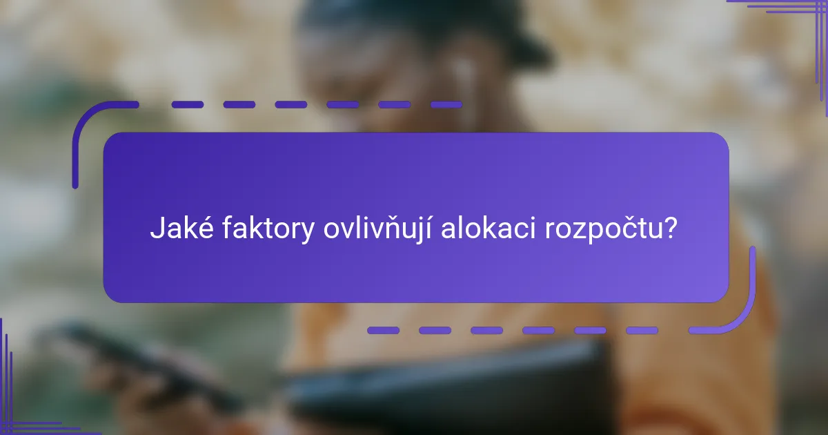 Jaké faktory ovlivňují alokaci rozpočtu?