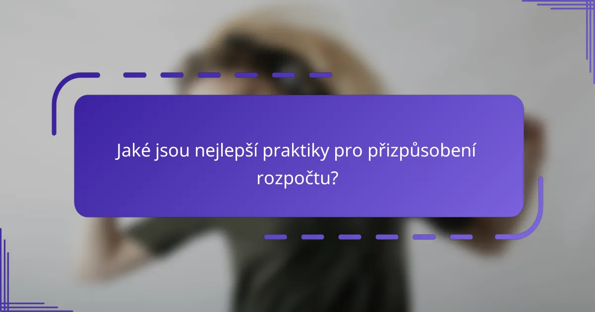 Jaké jsou nejlepší praktiky pro přizpůsobení rozpočtu?