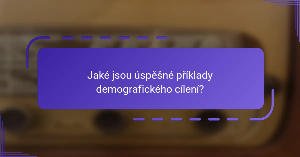 Jaké jsou úspěšné příklady demografického cílení?