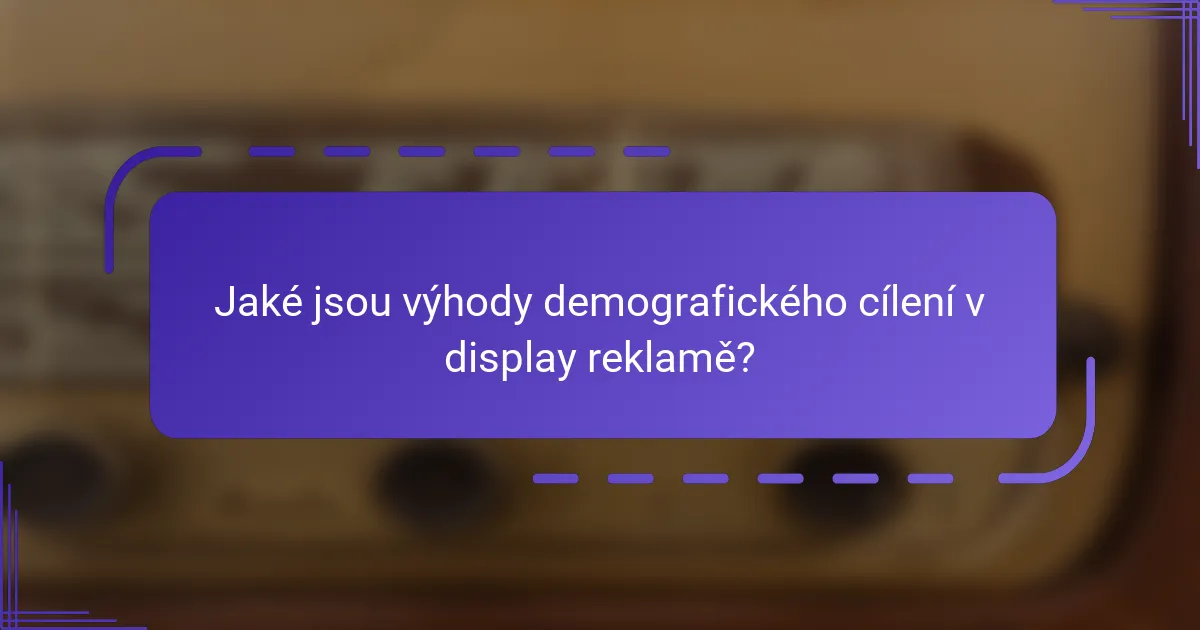 Jaké jsou výhody demografického cílení v display reklamě?