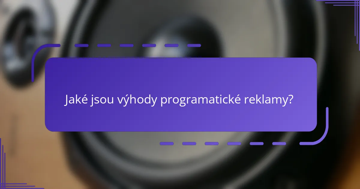 Jaké jsou výhody programatické reklamy?