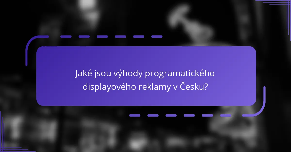 Jaké jsou výhody programatického displayového reklamy v Česku?